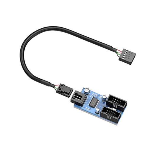 Motherboard USB 2.0 9 Pin Header 1 to 2 Extension Hub Splitter Adapter - Converter MB One USB 2.0 Female to 2 Female - 30cm Cable 9 Pin Male Adapter Port Multiplier